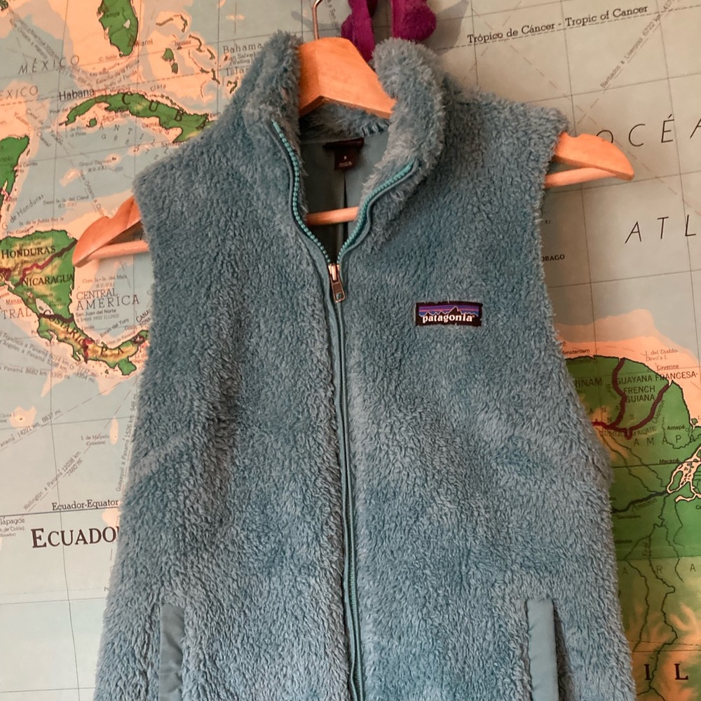 Patagonia Los Gatos Vest Moghul Blue Small.  Vest is cozy but I no longer wear.
